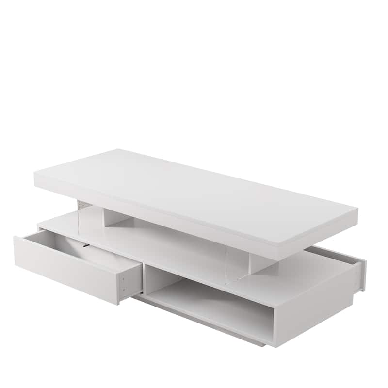 LED Storage Coffee Table with 2 Drawers and Shelves