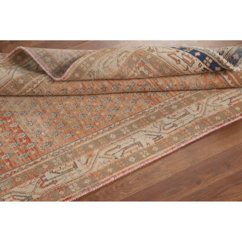 All-Over Botemir Persian Vintage Runner Rug Hand-Knotted Wool Carpet - 3'5" x 9'5"
