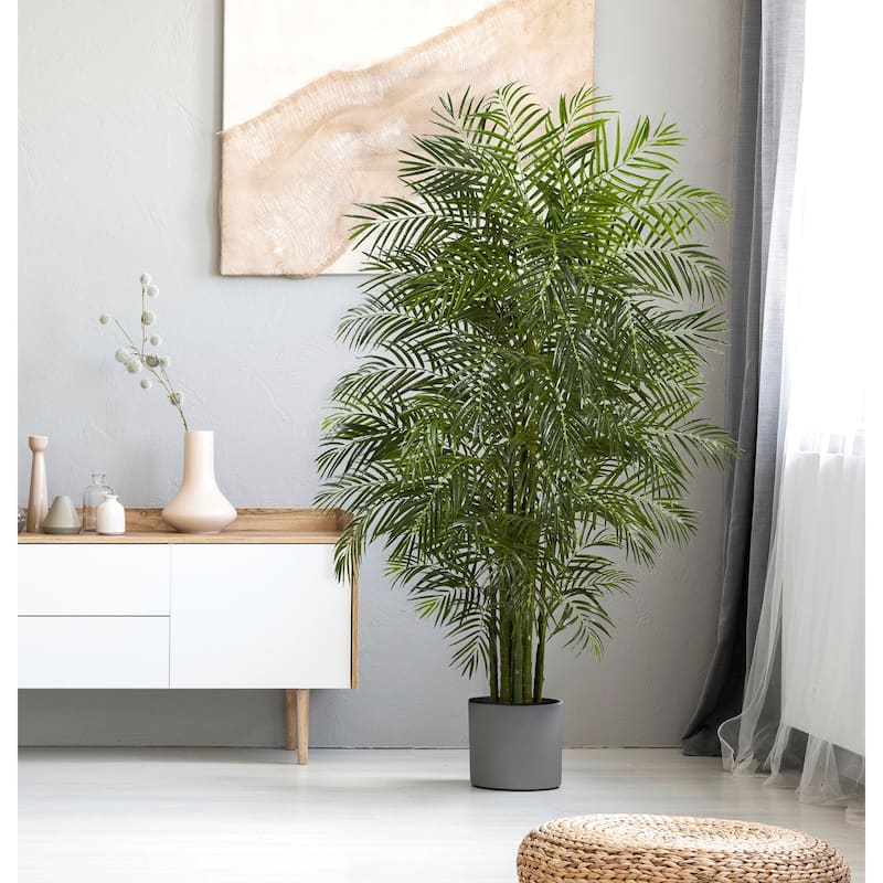 Artificial Palm Tree 7.5ft Indoor Outdoor Decor - Realistic Faux Tree for Home Office Patio - 7.5ft.