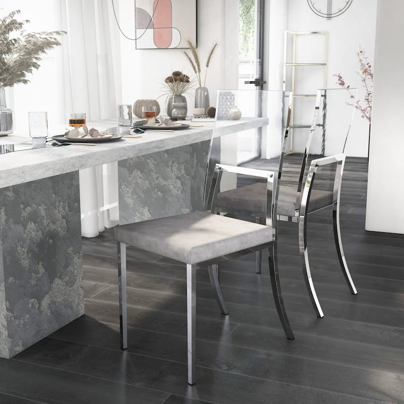 Copper Grove Brusartsi Modern Clear Acrylic Dining Chairs (Set of 2) - Chrome