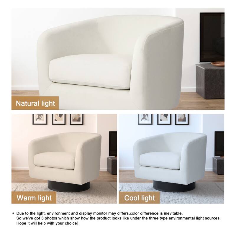 360-Degree Swivel Round Barrel Velvet Armchair Accent Chairs