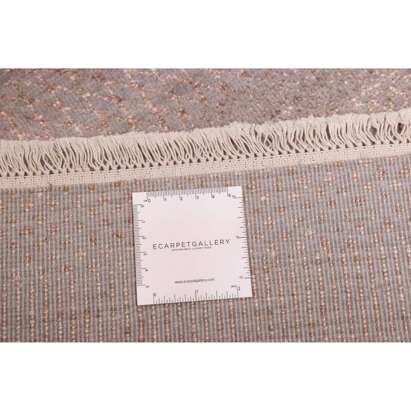ECARPETGALLERY Hand-knotted Finest Silk Shadow Light Grey Viscose, Wool Rug - 5'11 x 8'11