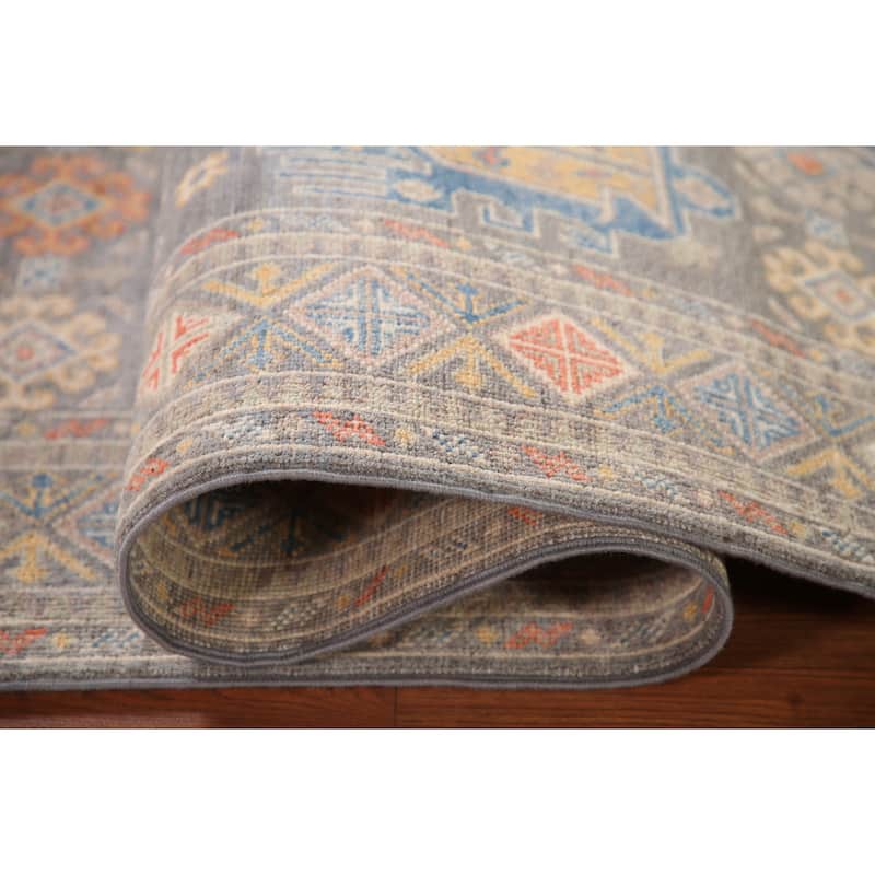 Kazak Oriental Area Rug Handmade Wool Carpet - 4'0"x 5'10"