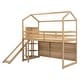 preview thumbnail 7 of 22, Twin Size Wood House Loft Bed with Slide, Storage Shelves, Light, and Climbing Ramp