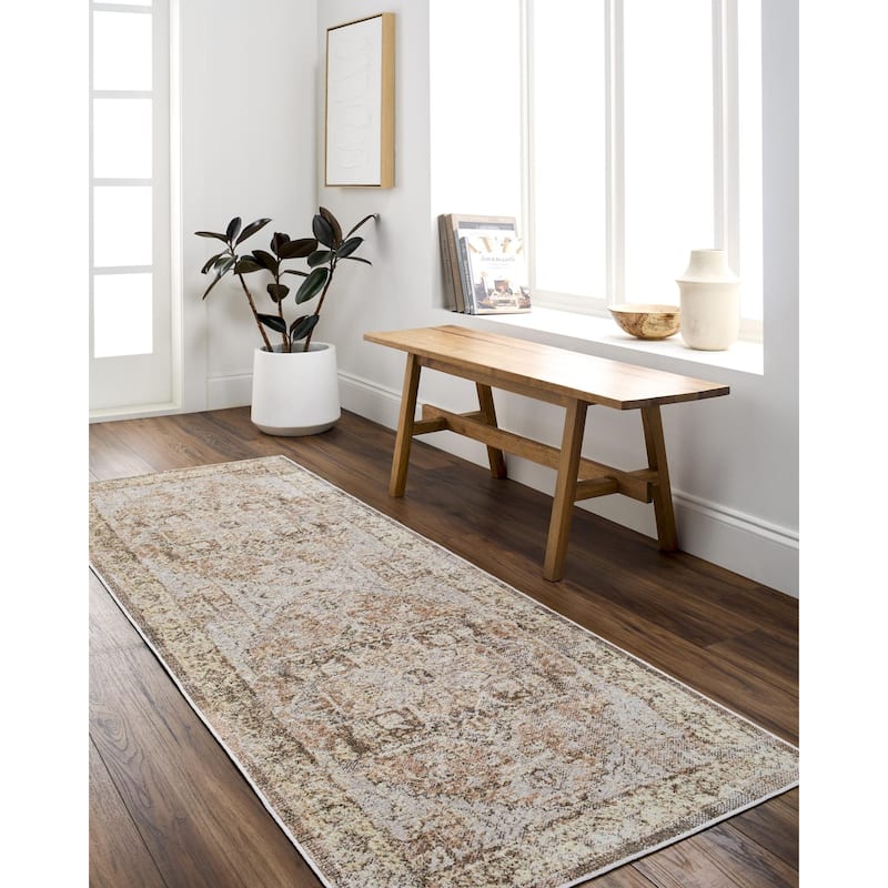Livabliss Traditional Lillian Medallion Washable Area Rug - 5'3" x 7' - Dark Brown - Rectangle