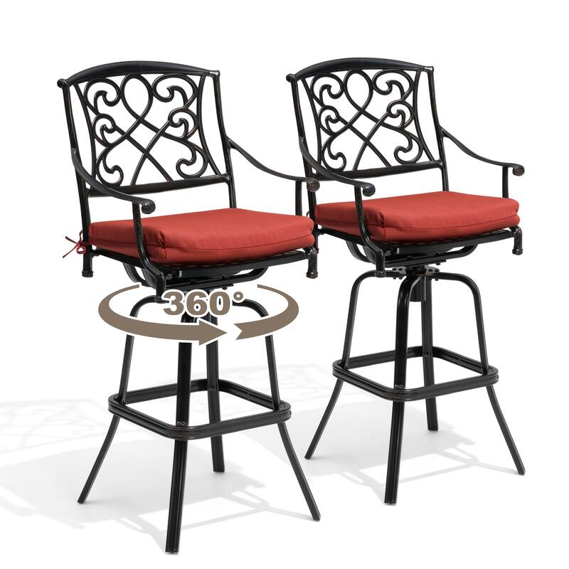 Outdoor Patio Aluminum Swivel Bar Stool with Sunbrella Cushion