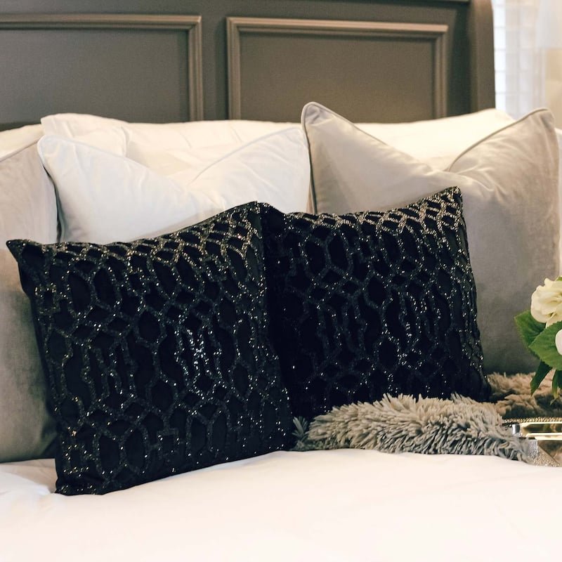 Sparkles Home Rhinestone Lattice Laser Cut Pillow
