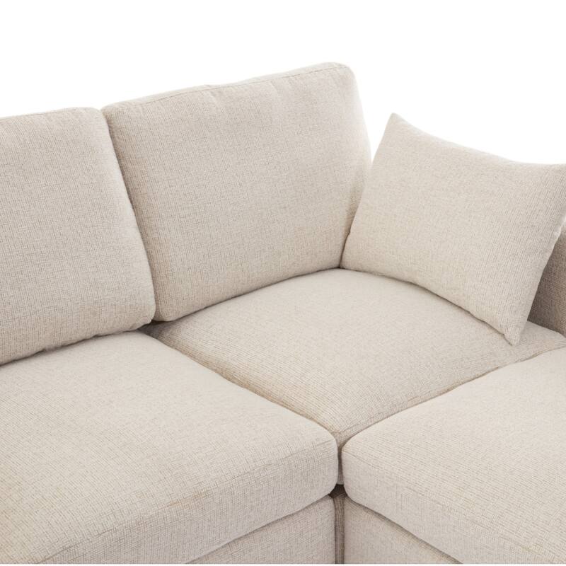85.4" Chenille Modular Sectional Sofa with Ottoman and USB Ports - U/L-Shaped Convertible Design