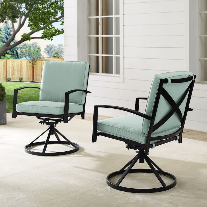 Crosley Kaplan 2Pc Outdoor Dining Swivel Chair Set - 24.75"W x 25"D x 37"H