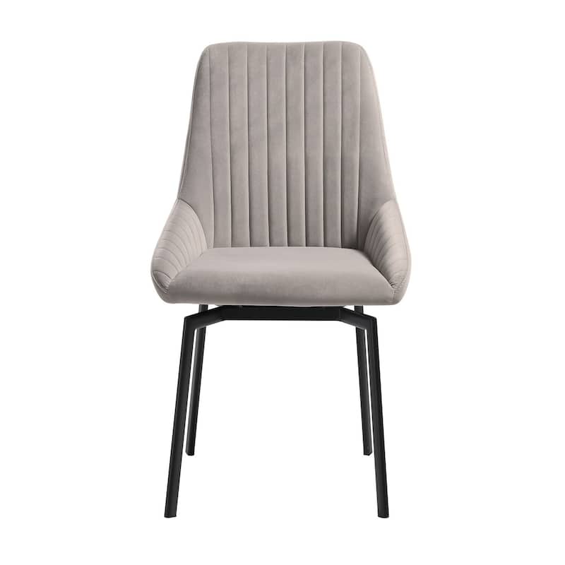 Black/Gray Polyester Upholstered Metal Frame Dining Chair, Set of 2, Sturdy Dining Chair for Dining Rooms - 20.5