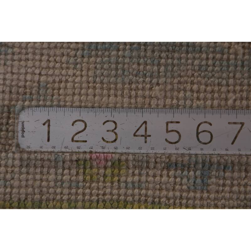 Hand Knotted Oriental 100% Wool Carpet Transitional All-Over Green Oushak Area Rug - 10' 11'' X 8' 0''