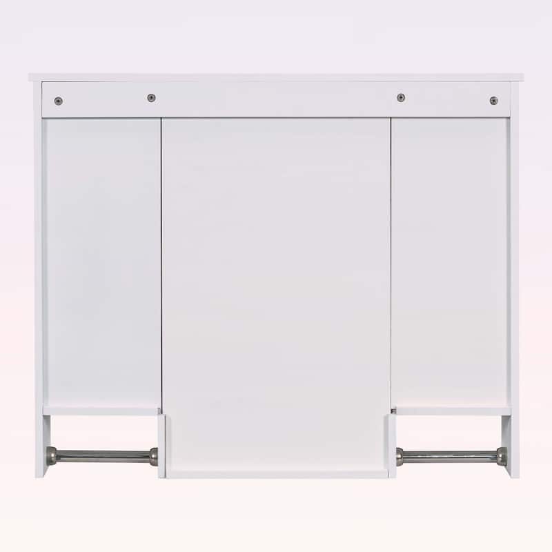 35'' x 28'' Modern Wall Mounted Bathroom Storage Cabinet with Mirror and Towel Bar,Space-Saving and Stylish Design