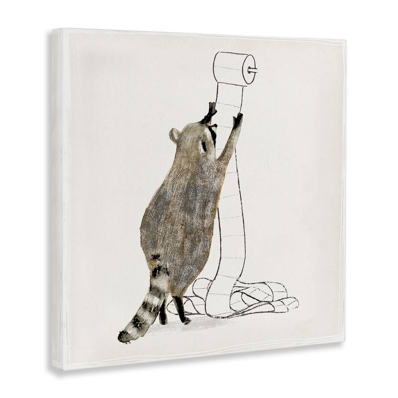 Stupell Raccoon Toilet Paper Hoarder Woodland Animal Canvas Wall Art