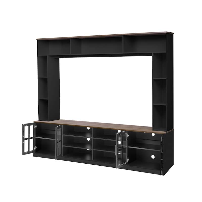 95.5" Wall Unit Entertainment Center Set with Bookshelves, TV Stand for Televisions Up to 80", Media Cabinet with Bridge
