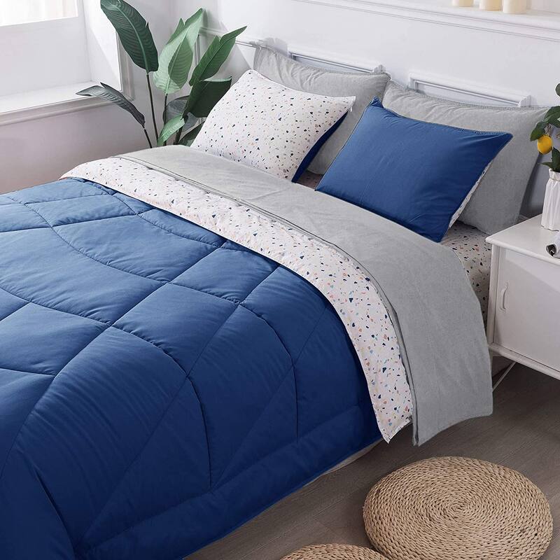KASENTEX 5 or 7 Piece Bed in A Bag Microfiber Down Alternative Comforter Bedding Set with Sheets and Pillow Cases All Season