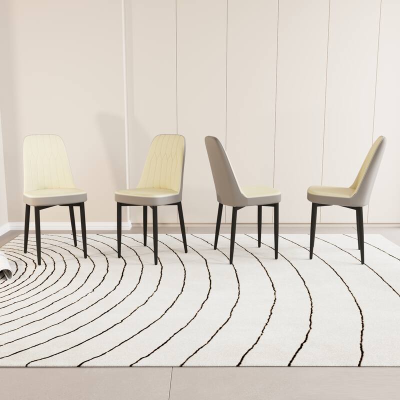 Dining Chairs Set of 4, Faux Leather Upholstered Dining Chairs with Metal Legs for Kitchen/Living Room/Restaurant