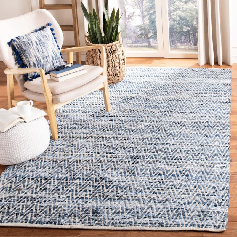 SAFAVIEH Handmade Montauk Konca Casual Geometric Cotton Rug - 3' x 5' - Blue