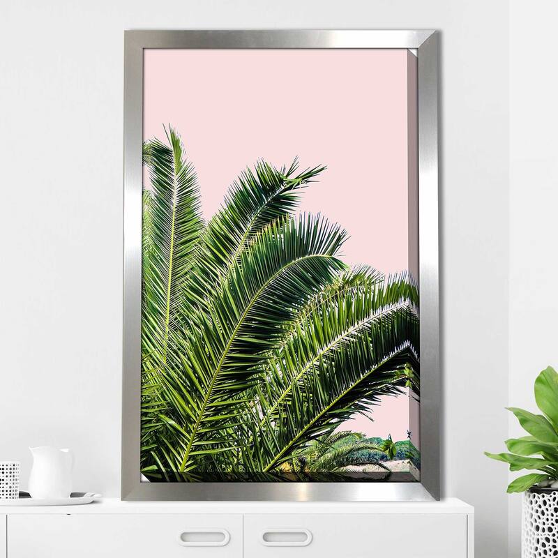 "Tropical Leaves on Blush I (Vertical)" Print on Acrylic