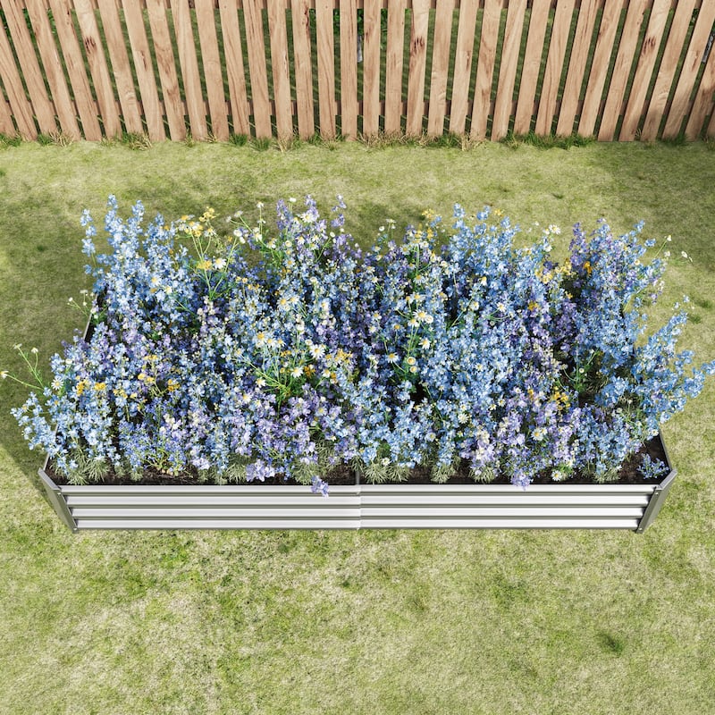 7.6x3.7x0.98ft Raised Garden Bed Kit, Metal Raised Garden Bed