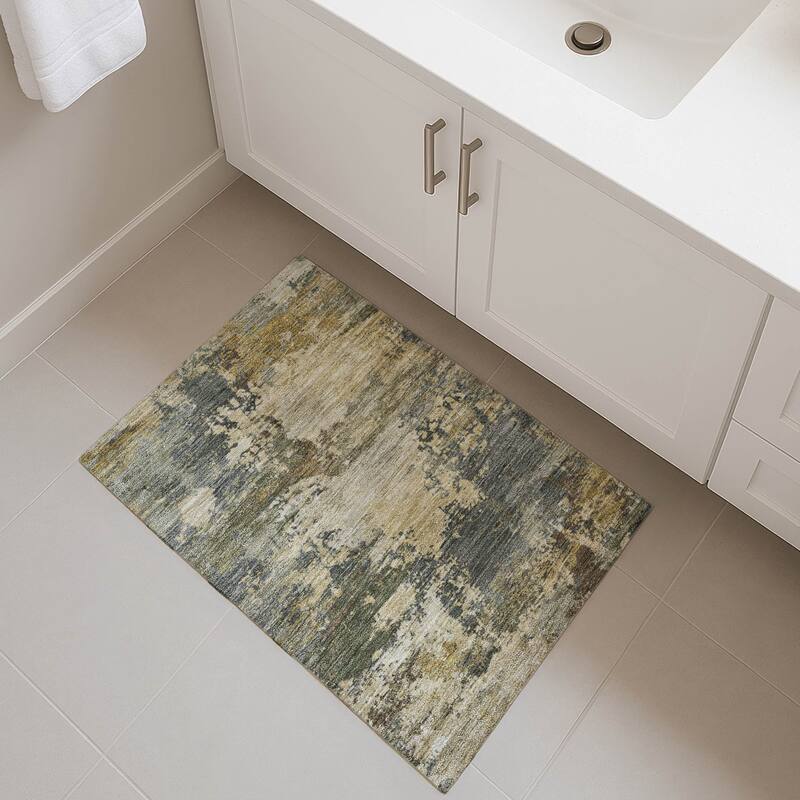 Premium Washable Super Soft Abstract Contemporary Mayfield Rug - Gray - 1'8" x 2'6"