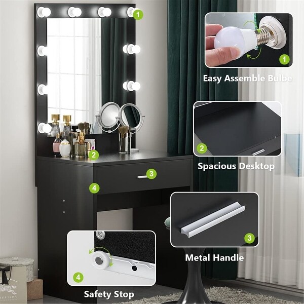 lighted makeup vanity set