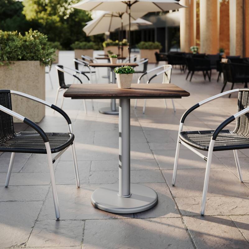 Commercial All-Weather HPL Tabletop with Round Base - 29.75"W x 23.75"D x 29.5"H