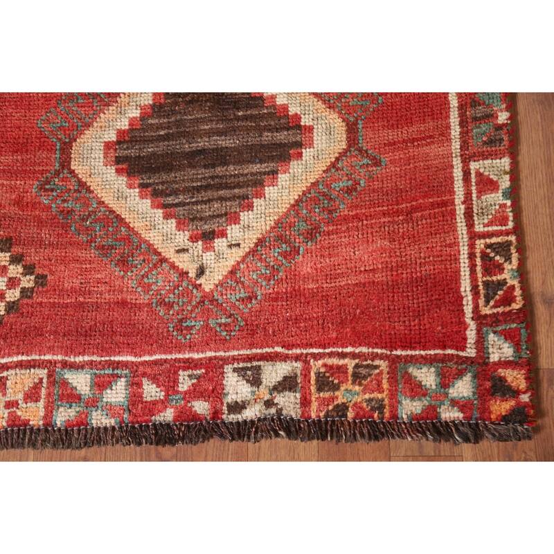 Hand Knotted Oriental 100% Wool Carpet Traditional Tribal Red Lori Runner Rug - 8' 10'' X 4' 5''