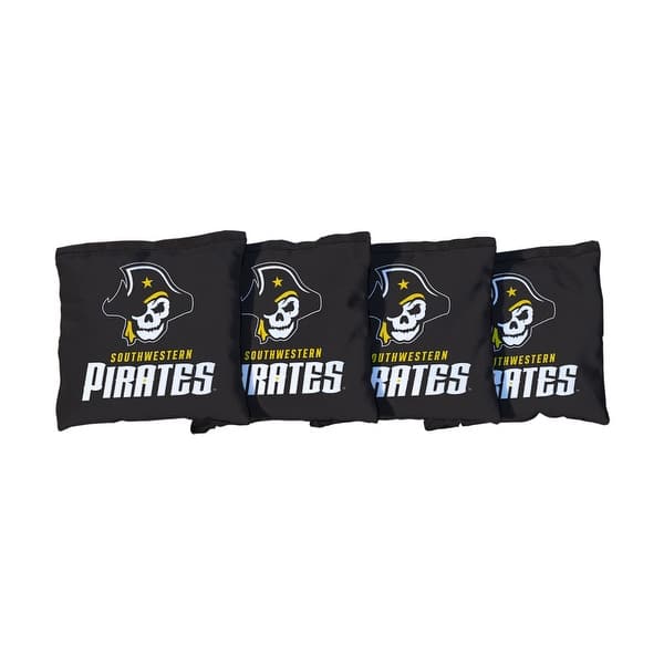 slide 2 of 3, Black Southwestern University Pirates Cornhole Bags All-Weather Resin Filled