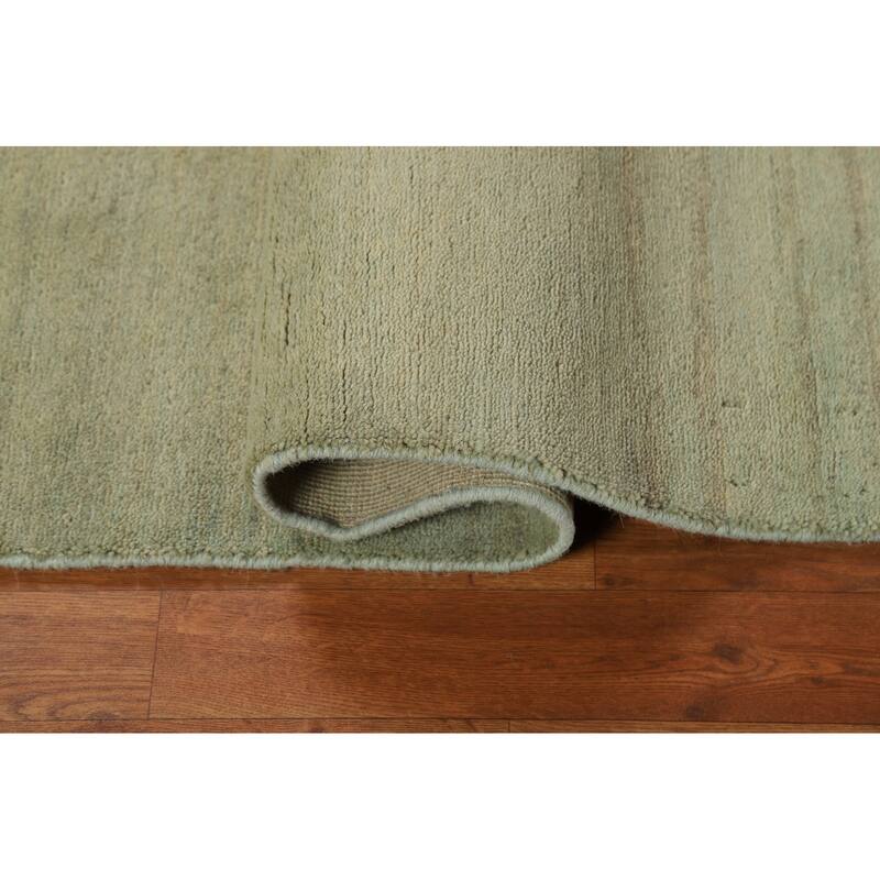 Green Modern Gabbeh Oriental Foyer Rug Hand-Knotted Wool Carpet - 2'7"x 4'1"