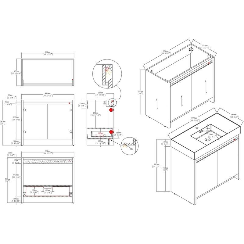 Blossom 48" All Wood Freestanding Bathroom Vanity with Acrylic Sink