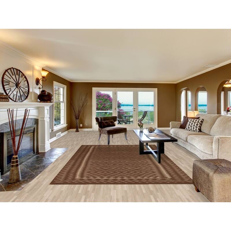 Brown Reversible Kilim Oriental Area Rug Flat-weave Wool Carpet - 6'9" x 9'10"