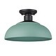 preview thumbnail 1 of 9, Golden Lighting 2866-OSF Levitt 14" Wide Semi-Flush Outdoor Ceiling Natural Black / Natural Teal