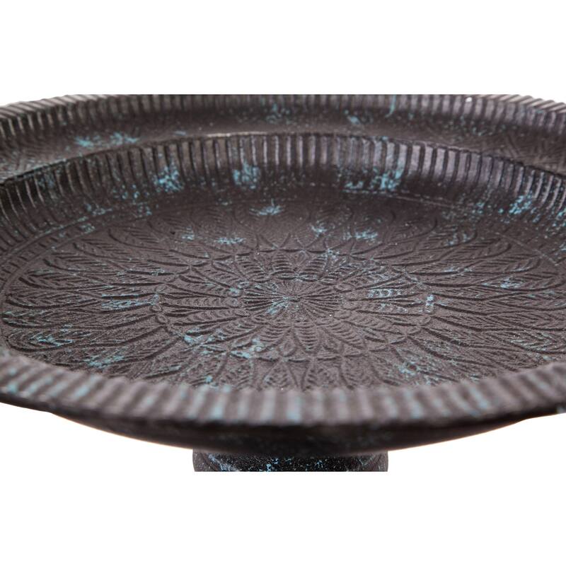19 in. Cast Iron Bird Bath on Pedestal