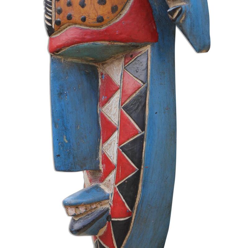 Novica Handmade Triple Head African Wood Mask