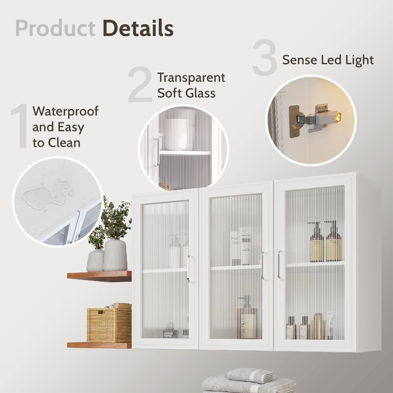 Versatile Wall-Mounted Cabinet with Glass Doors & Storage Shelf