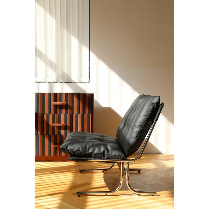 Leather Armchair,Modern Accent Chair High Back,Living Room Chairs with Metal Legs and Soft Padded,Sofa Chairs for Home,Bedroom