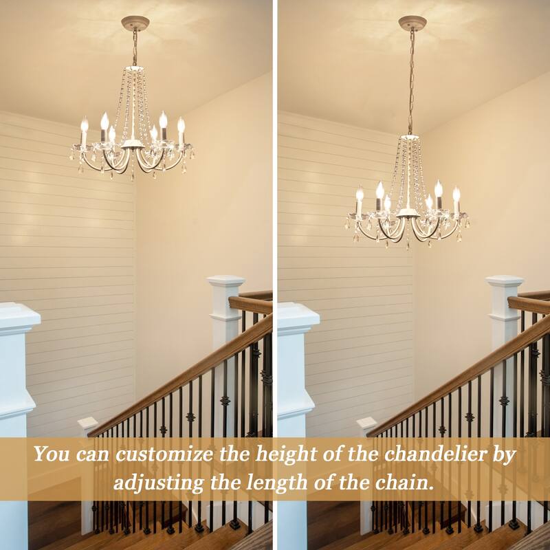 6-Light Classic Chandelier with Crystal Accents for Kitchen Study