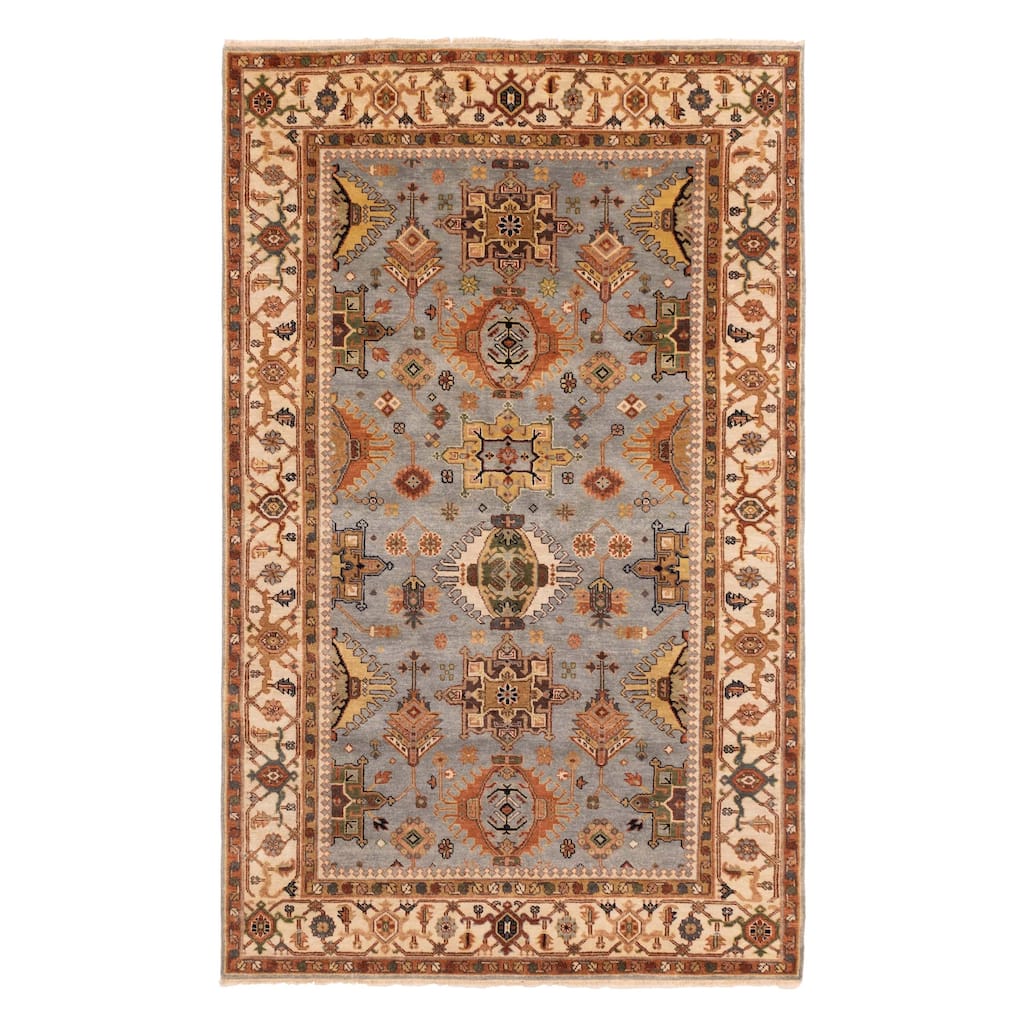 ECARPETGALLERY Hand-knotted Jules Sultane Light Denim Blue Wool Rug - 5'8 x 8'11