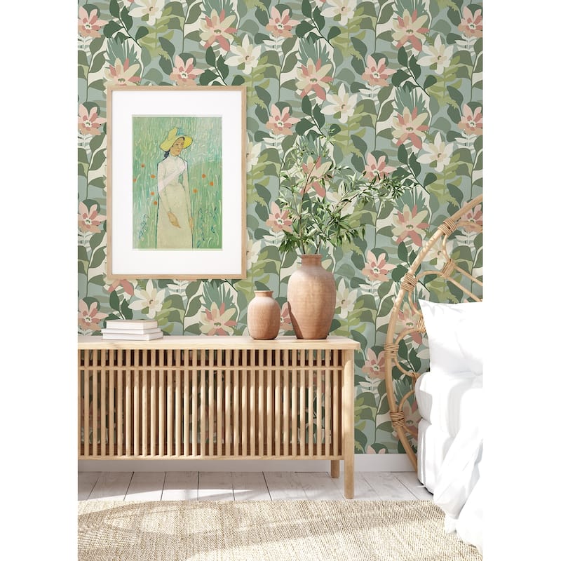 A-Street Prints Koko Green Floral Wallpaper