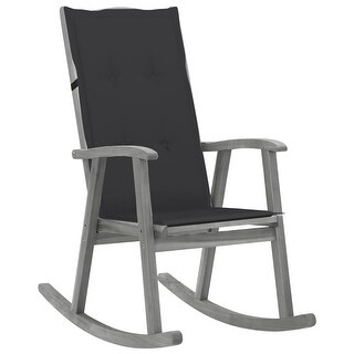 vidaXL Rocking Chair with Cushions Gray Solid Acacia Wood - 47.2" x 19.7" x 1.2"