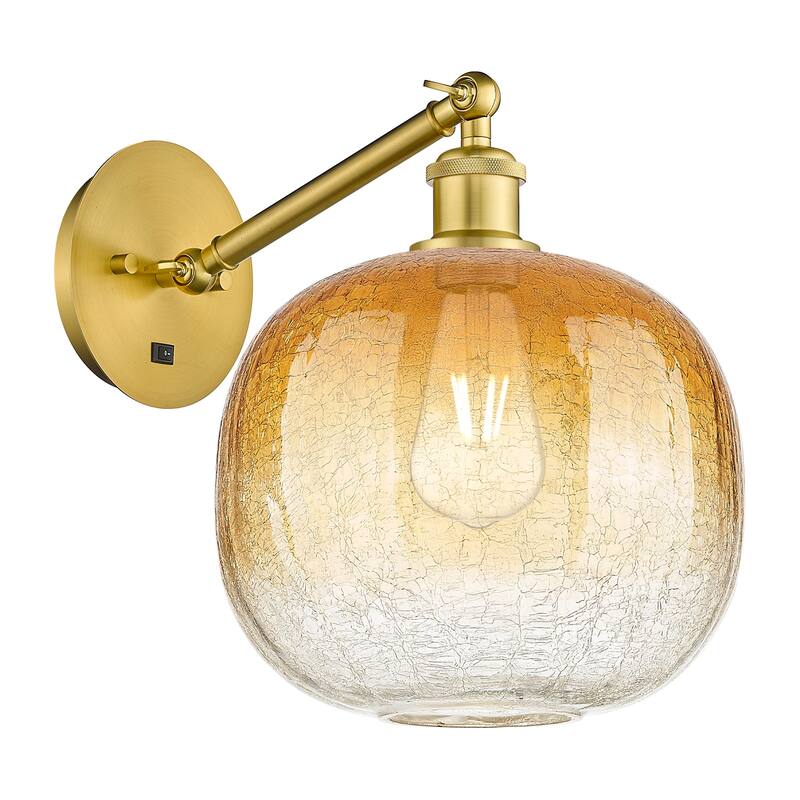 Innovations Lighting 317-1W-12-11 Brookhaven Sphere Sconce Brookhaven - Satin Gold / Amber