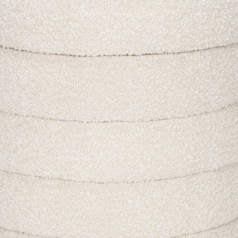 HomeRoots 19" Cream Boucle Round Storage Ottoman