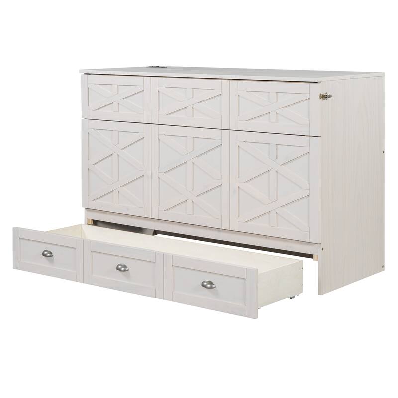 Modern Style Murphy Bed with Large Versatile Storage Drawers for Bedroom