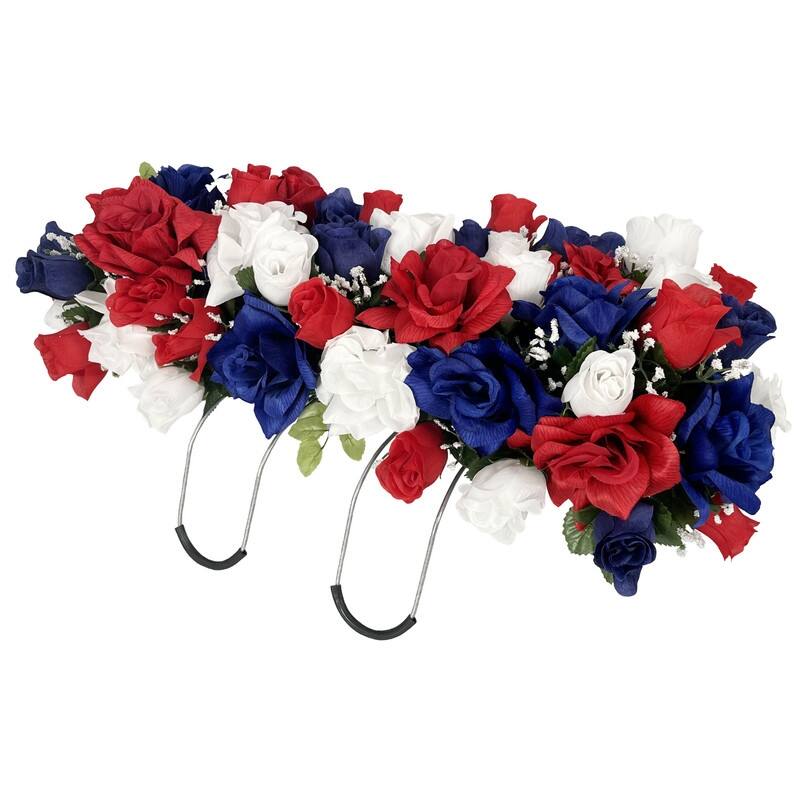13" Gravestone Floral Saddles with Rubber Grips 2 Pc Set - ABN5M007-NTRL-2