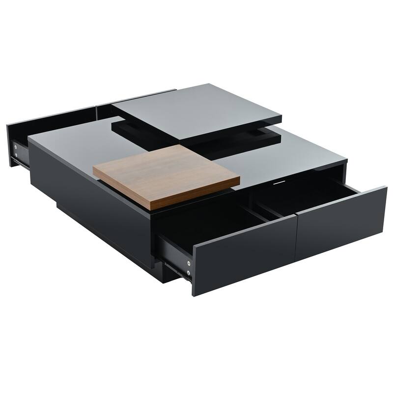 Movable Top Coffee Table with High Gloss finish - 31.5'' D x 31.5" W x 13.2" H