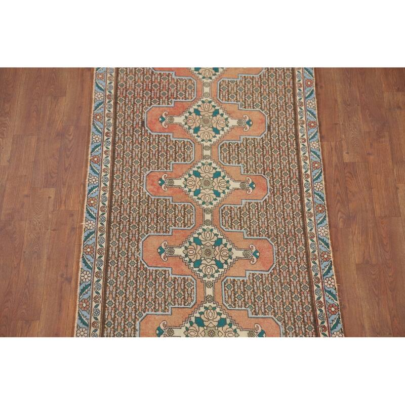 Geometric Bidjar Vintage Persian Runner Rug Handmade Wool Carpet - 2'9" x 10'1"