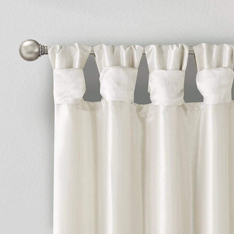 Twist Tab Lined Window Curtain Panel Pair White 2-PK
