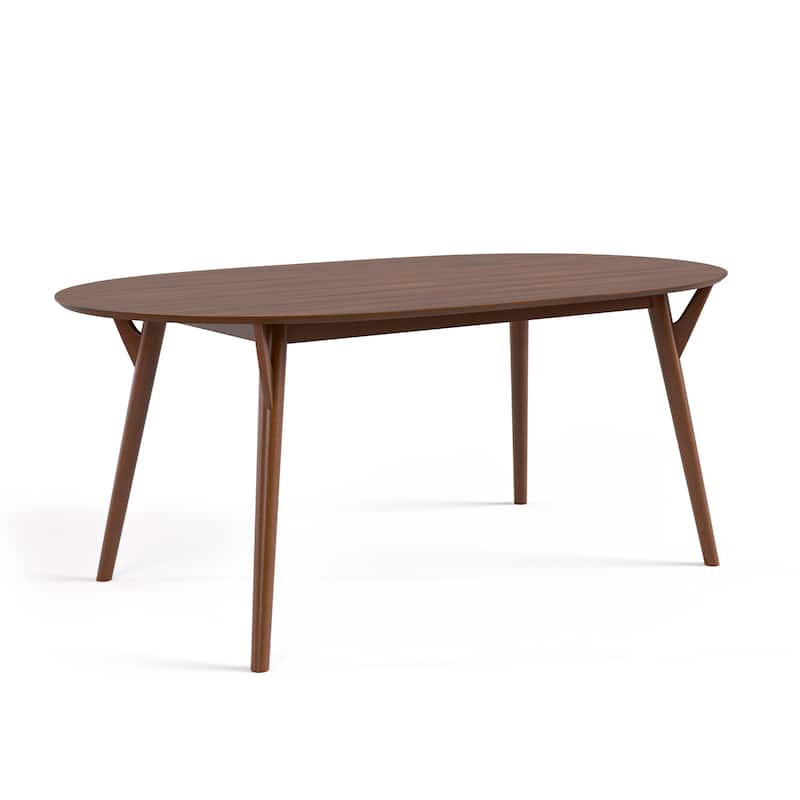 Furniture of America Beau II Mid-century Walnut 71-inch Wood Oval Dining Table