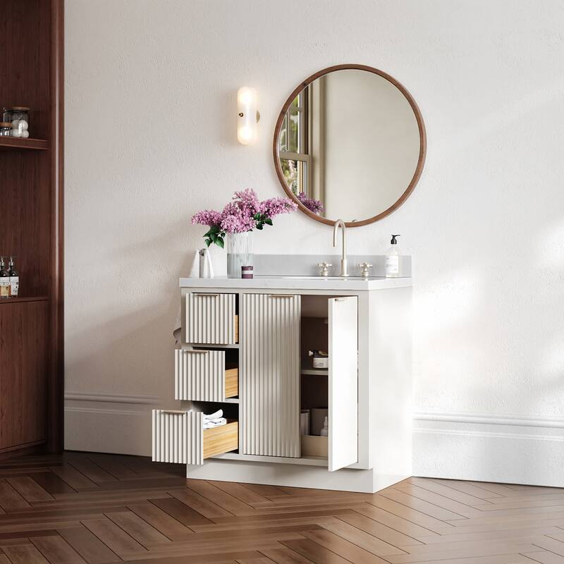 Ariel P36RCQOVO Milan 36" Free Standing Single Oval Basin Vanity Set