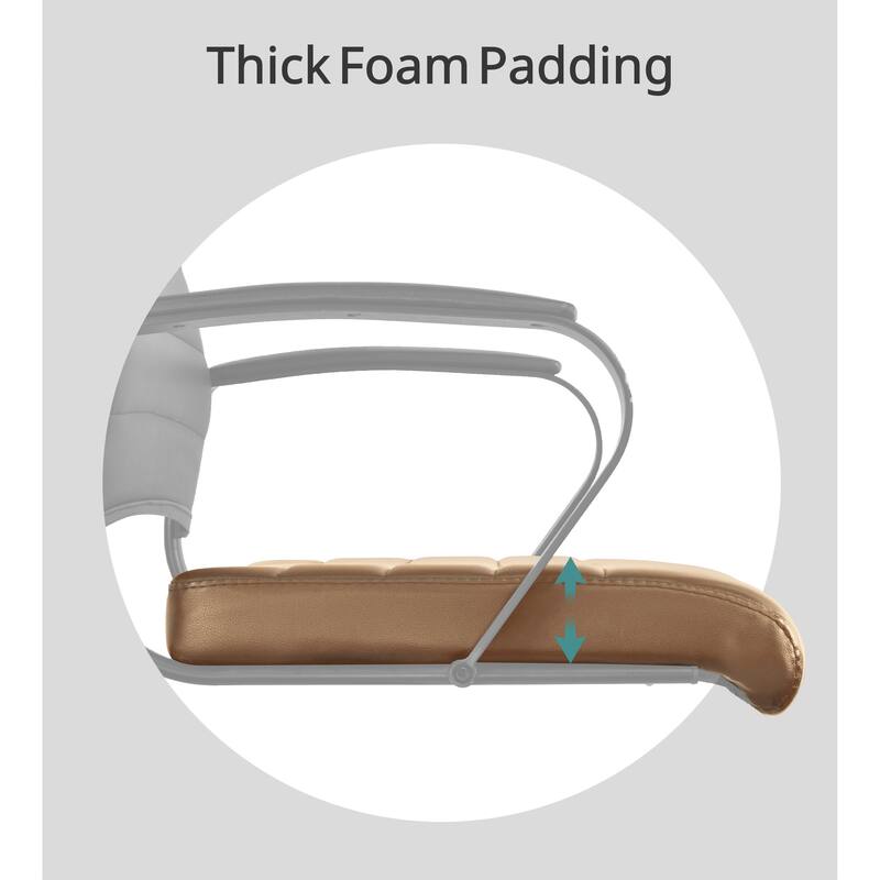 Set of Two (2) Modern Tan High Back Office Chair Ribbed PU Leather Swivel Tilt Computer Desk Cushion Seat Boss